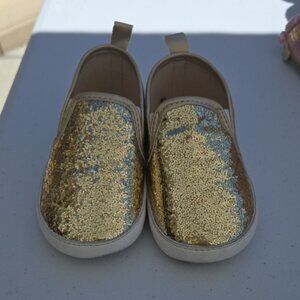 Gold Glitter Kids Slip-On Shoes